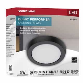 5-in 8W Round Blink Performer Fixture, 730 lm, 120V, 5-CCT, Black