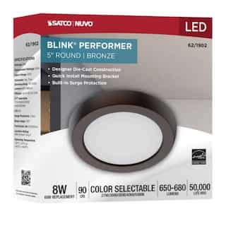 Nuvo 5-in 8W Round Blink Performer Fixture, 730 lm, 120V, 5-CCT, Bronze