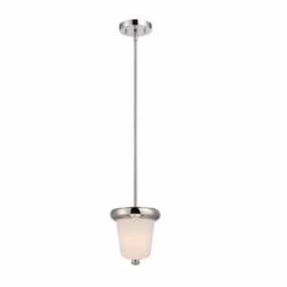 9.8W Dylan Mini Pendant Light, Etched Opal, Polished Nickel
