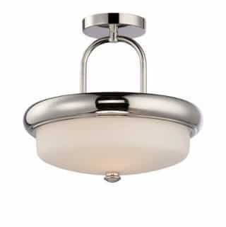 Nuvo 18W Dylan Semi-Flush Light, Etched Opal, Polished Nickel