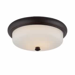 Nuvo 19.6W Dylan Flush Mount, Etched Opal, Mahogany Bronze