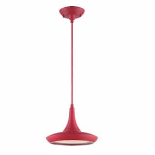 20W Fantom LED Colored Pendant Light, Rayon Wire, Red Finish