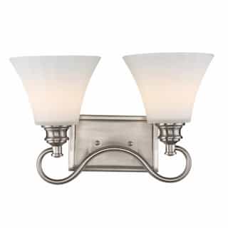 2-Light LED Tess Vanity Fixture, Brushed Nickel, Frosted Fluted Glass