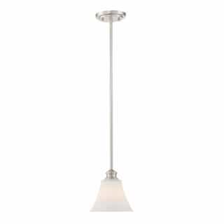 LED Tess Mini Pendant Light Fixture, Brushed Nickel, Frosted Fluted Glass