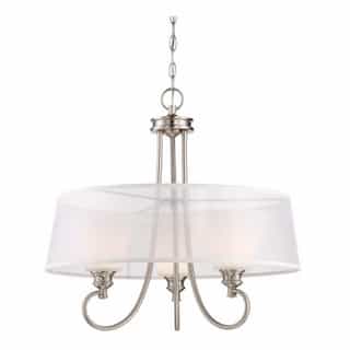LED Tess Pendant Light Fixture, Brushed Nickel, Frosted Fluted Glass