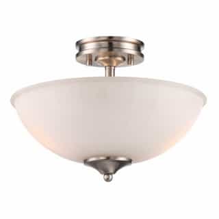 LED Tess Semi-Flush Mount Fixture, Brushed Nickel, Frosted Fluted Glass