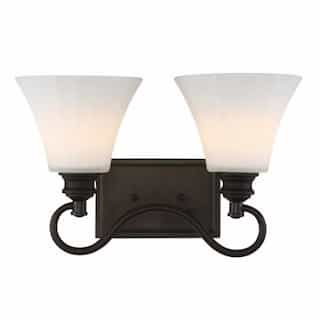 2-Light LED Tess Vanity Fixture, Forest Bronze, Frosted Fluted Glass