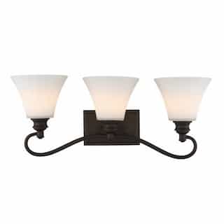 3-Light LED Tess Vanity Fixture, Forest Bronze, Frosted Fluted Glass