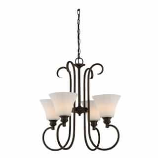 4-Light LED Tess Foyer Chandelier, Forest Bronze, Frosted Fluted Glass