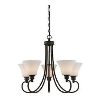 Nuvo 5-Light LED Tess Chandelier, Forest Bronze, Frosted Fluted Glass