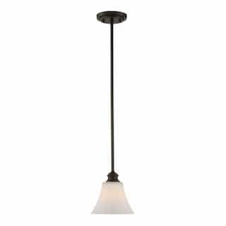 LED Tess Mini Pendant Light Fixture, Forest Bronze, Frosted Fluted Glass