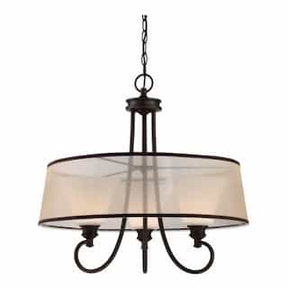 LED Tess Pendant Light Fixture, Forest Bronze, Frosted Fluted Glass