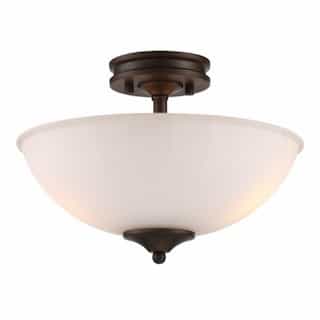 LED Tess Semi-Flush Mount Fixture, Forest Bronze, Frosted Fluted Glass