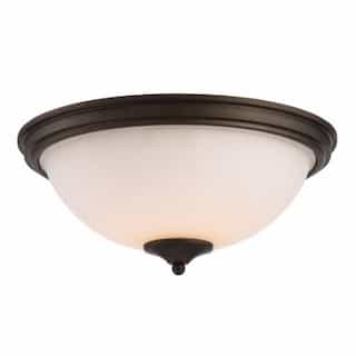LED Tess Flush Mount Light Fixture, Forest Bronze, Frosted Fluted Glass