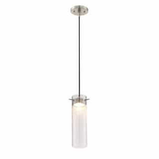 LED Pulse Mini Pendant Light Fixture, Brushed Nickel, Clear Seeded Glass