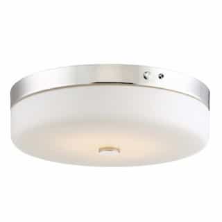 Nuvo LED Flush Mount Emergency EMR Light Fixture, Polished Nickel, White Glass