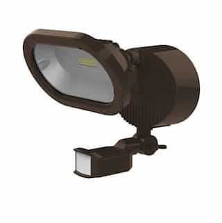 14W LED Security Flood Light w/ Motion Sensor, Single Head, Bronze, 4000K