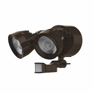 24W LED Security Light w/ Motion Sensor, Dual Head, Bronze, 4000K