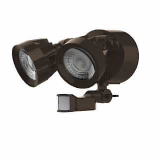 24W LED Security Light w/ Motion Sensor, Dual Head, Bronze, 3000K