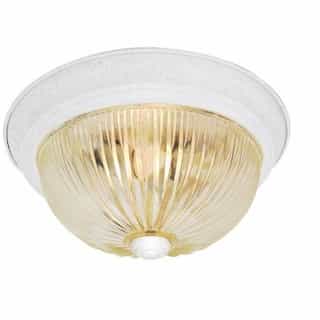 13" LED Flush Mount Light, Textured White, Clear Ribbed Glass