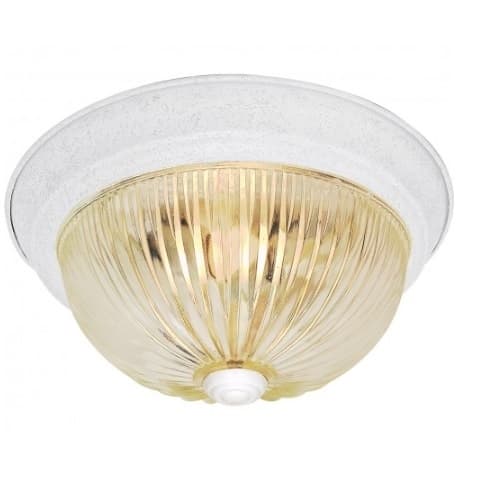 Nuvo 15" LED Flush Mount Light, Textured White, Clear Ribbed Glass
