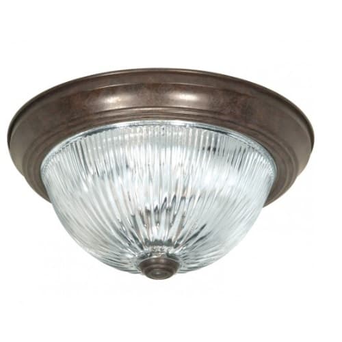 Nuvo 11" Flush Mount Light, Clear Ribbed Glass, Old Bronze