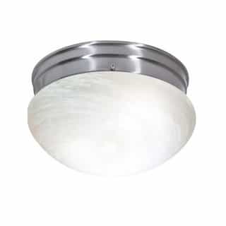 10" LED Flush Mount Lights, Alabaster Mushroom Glass Shade, Brushed Nickel