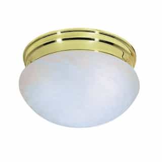 10" LED Flush Mount Lights, Alabaster Mushroom Glass Shade, Polished Brass