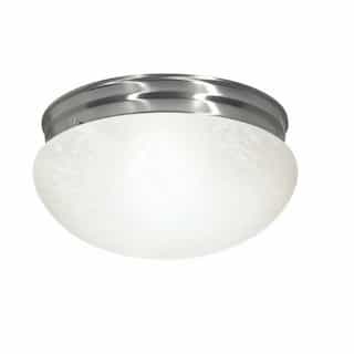 12" LED Flush Mount Lights, Alabaster Mushroom Glass Shade, Brushed Nickel