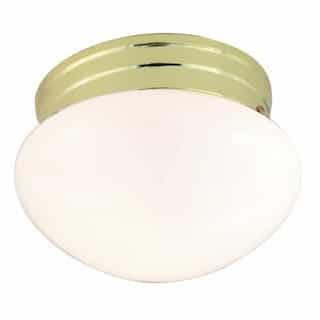 Nuvo 8" Flush Mount Ceiling Light Fixture, Polished Brass, White Glass