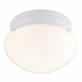 8" Flush Mount Ceiling Light Fixture, White, White Glass
