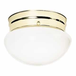2-Light 10" Flush Mount Ceiling Light Fixture, Polished Brass, White Glass