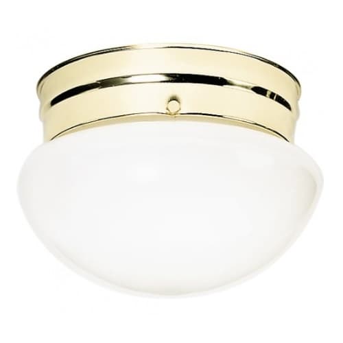 Nuvo 2-Light 10" Flush Mount Ceiling Light Fixture, Polished Brass, White Glass