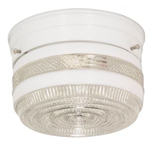 6" Flush Mount Ceiling Light Fixture w/ Crystal and White Drum, White