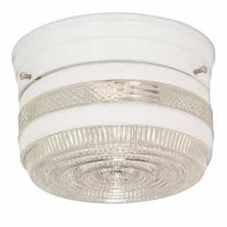Nuvo 6" Flush Mount Ceiling Light Fixture w/ Crystal and White Drum, White