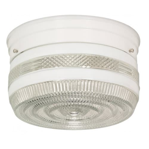 Nuvo 8" Flush Mount Ceiling Light Fixture w/ Crystal and White Drum, White