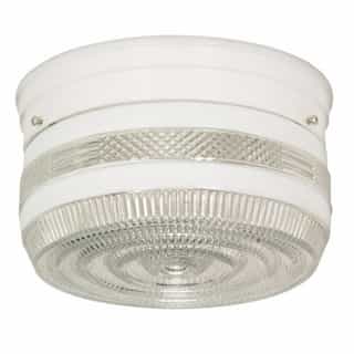 8" Flush Mount Ceiling Light Fixture w/ Crystal and White Drum, White