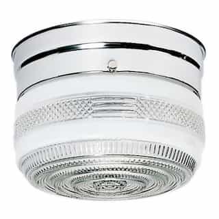 6" Flush Mount Ceiling Light w/ Crystal and White Drum, Polished Chrome