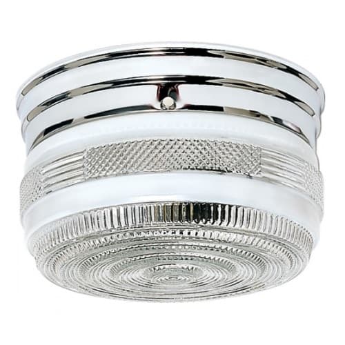 Nuvo 8" Flush Mount Ceiling Light w/ Crystal and White Drum, Polished Chrome