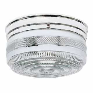 Nuvo 10" Flush Mount Ceiling Light w/ Crystal and White Drum, Polished Chrome