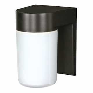Utility Outdoor Wall Light, Black, White Glass Cylinder