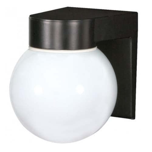 Nuvo Utility Outdoor Wall Light, Black, White Glass Globe