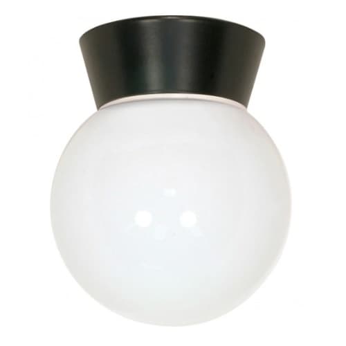 Nuvo Utility Outdoor Ceiling Light, Bronzotic, White Glass Globe