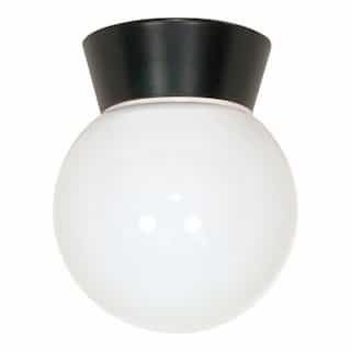 Nuvo Utility Outdoor Ceiling Light, Black, White Glass Globe