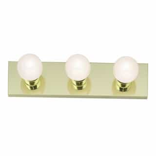3-Light Bathroom Vanity Strip Light Fixture, Polished Brass