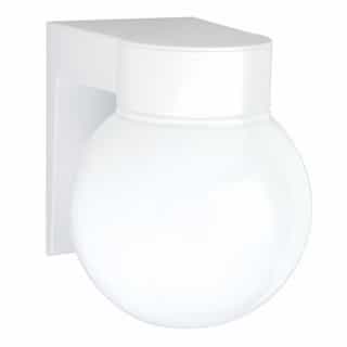 Nuvo 8" Outdoor Utility Wall Light, White, White Glass Globe