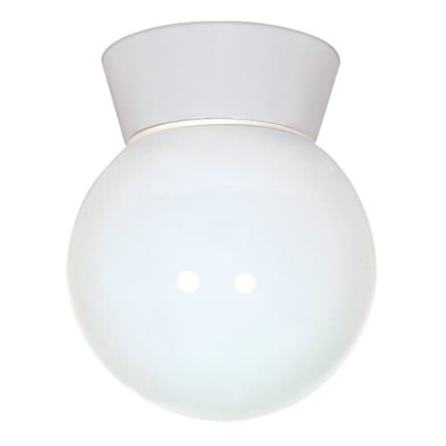 Nuvo 8" Outdoor Utility Ceiling Light, White, White Glass Globe