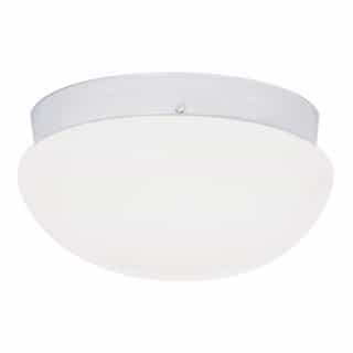 2-Light 12" Flush Mount Ceiling Light, White, White Mushroom Glass