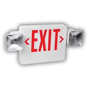 Red LED Exit Sign/Emergency Light Combo with Battery Backup