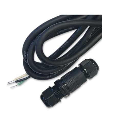 78in Connector & Cord, Waterproof, 18 AWG, 300V, Black